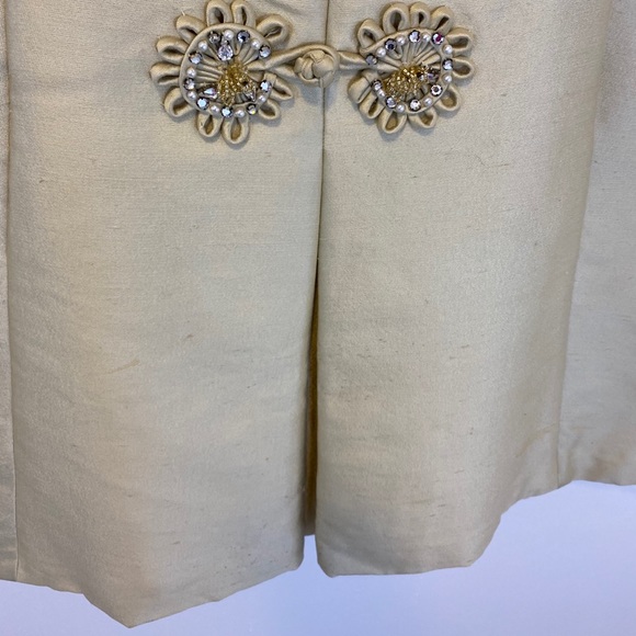 SOLD! Vintage Handmade Mandarin Collar Bejeweled Dress - Picture 8 of 9